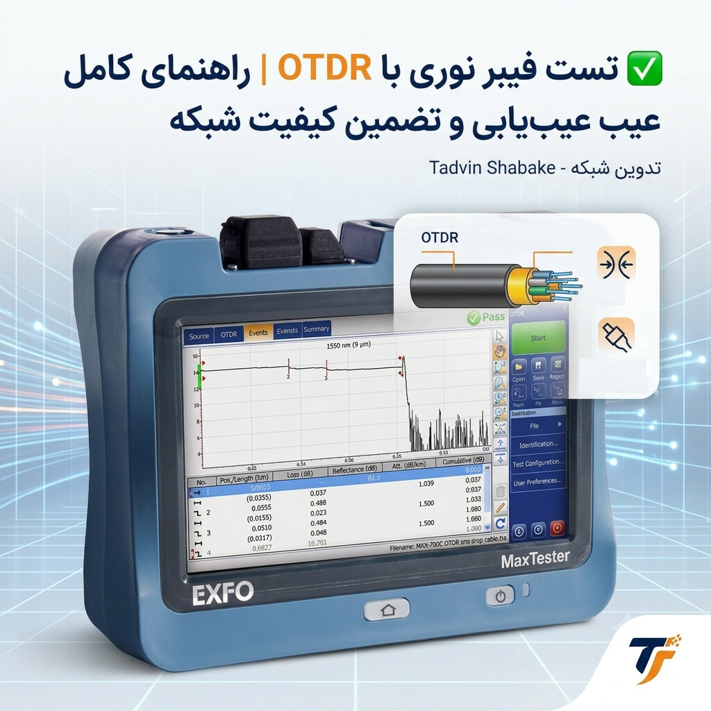 ✅ تست فیبر نوری با OTDR | راهنمای کامل عیب‌یابی و تضمین کیفیت شبکه